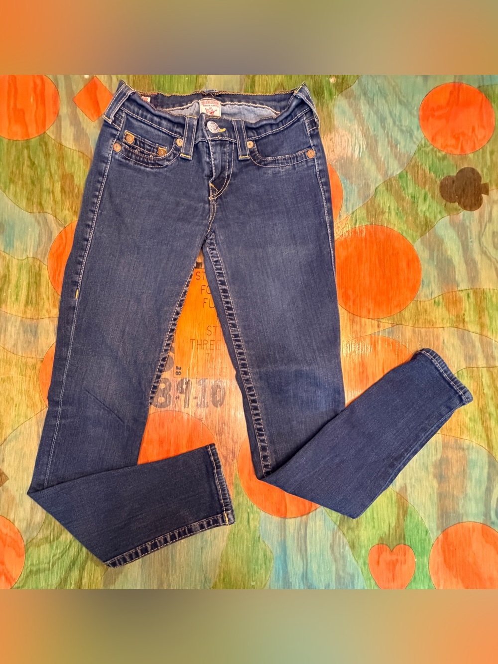 True Religion Womens Blue Dark Wash Denim Skinny Jeans Size 28 Actual Sz 25x29 P